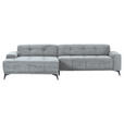 ECKSOFA in Cord Hellgrau  165/295 cm  - Hellgrau/Schwarz, KONVENTIONELL, Textil/Metall (165/295cm) - Carryhome