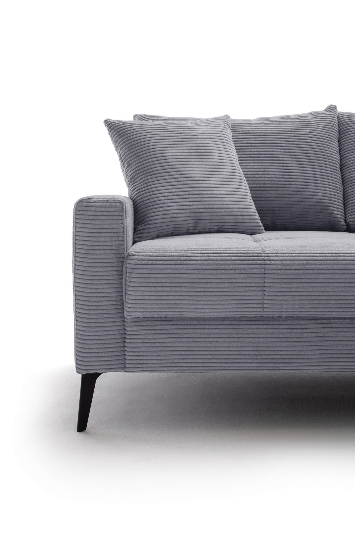 ECKSOFA Grau Cord  - Schwarz/Grau, KONVENTIONELL, Textil/Metall (280/173cm) - Hom`in