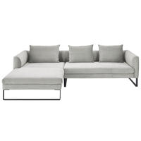 ECKSOFA in Cord Grau  - Schwarz/Grau, Konventionell, Textil/Metall (178/284cm) - Hom`in