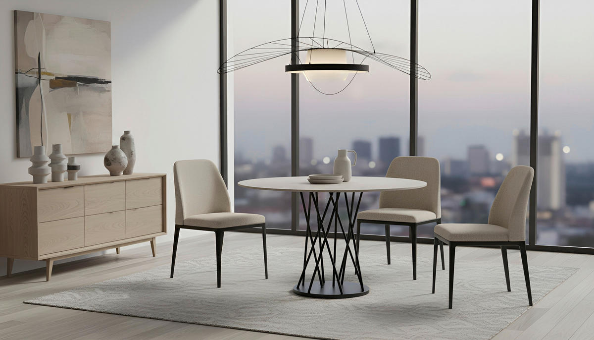 ESSTISCH  Metall, Keramik rund Schwarz, Beige  - Beige/Schwarz, Design, Keramik/Metall (120/120/76cm) - Stylife