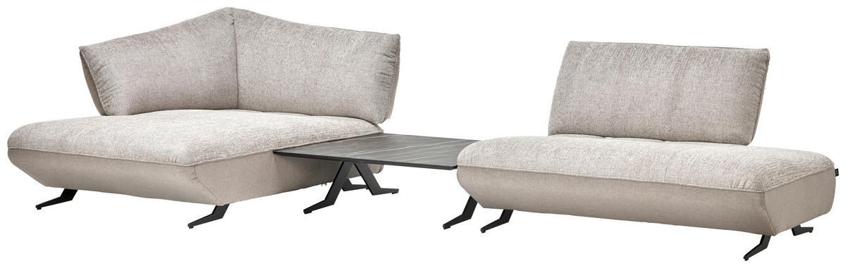 ECKSOFA in Chenille, Struktur Grau, Sandfarben  - Sandfarben/Anthrazit, Design, Textil/Metall (172/265cm) - Joop!