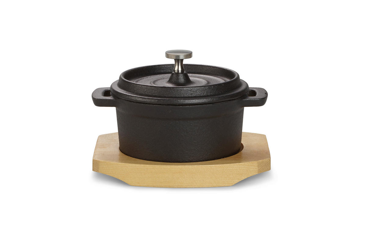 KOCHTOPF 0,2 l  - Schwarz/Braun, Basics, Holz/Metall (13/5/10cm) - Echtwerk