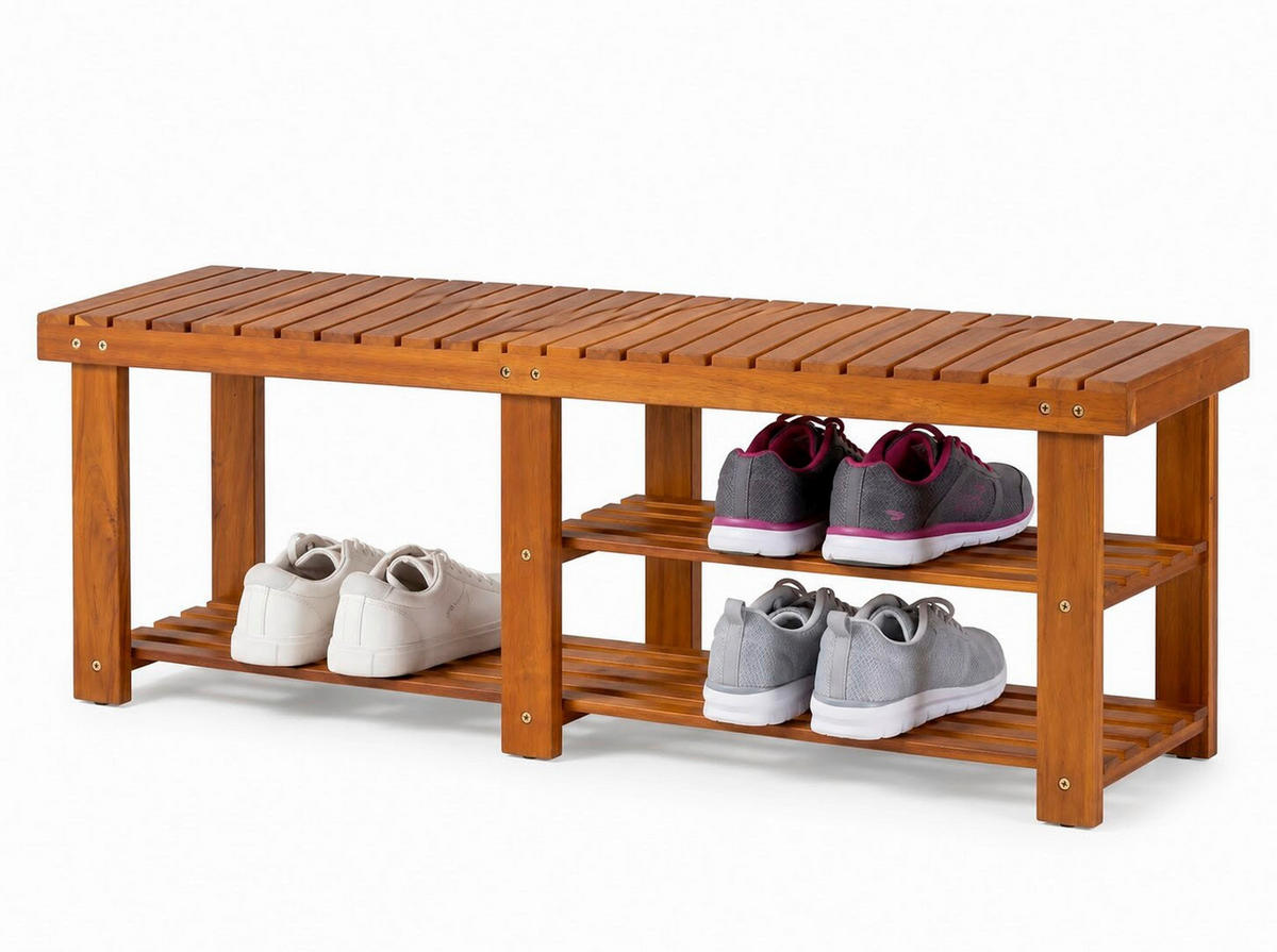 REGÁL NA BOTY, barvy akácie, akácie,  - barvy akácie, Basics, dřevo (90/33/46cm) - Prestige Home