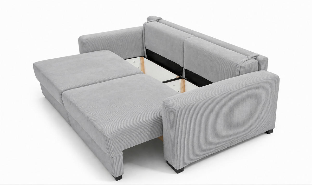 3-SITZER-SOFA Cord Hellgrau  - Hellgrau/Schwarz, Basics, Holz/Textil (250/90/110cm) - MID.YOU