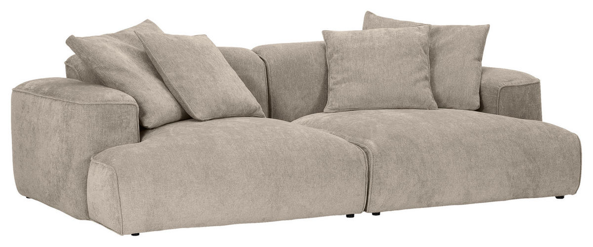 MEGASOFA Flachgewebe Graubraun  - Graubraun/Schwarz, MODERN, Kunststoff/Textil (270/77/140cm) - Lomoco