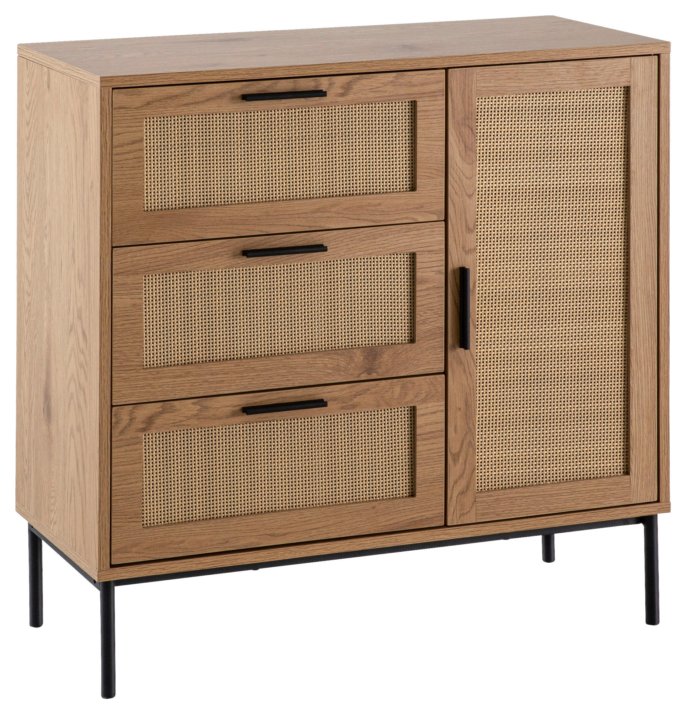 KOMMODE 80/82/36 cm  in Eichefarben  - Eichefarben/Schwarz, Design, Holzwerkstoff/Metall (80/82/36cm) - MID.YOU