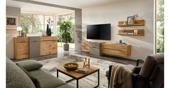 WOHNWAND  in Taupe, Wildeiche  280/153/47 cm  - Taupe/Wildeiche, Design, Holz/Holzwerkstoff (280/153/47cm) - Novel