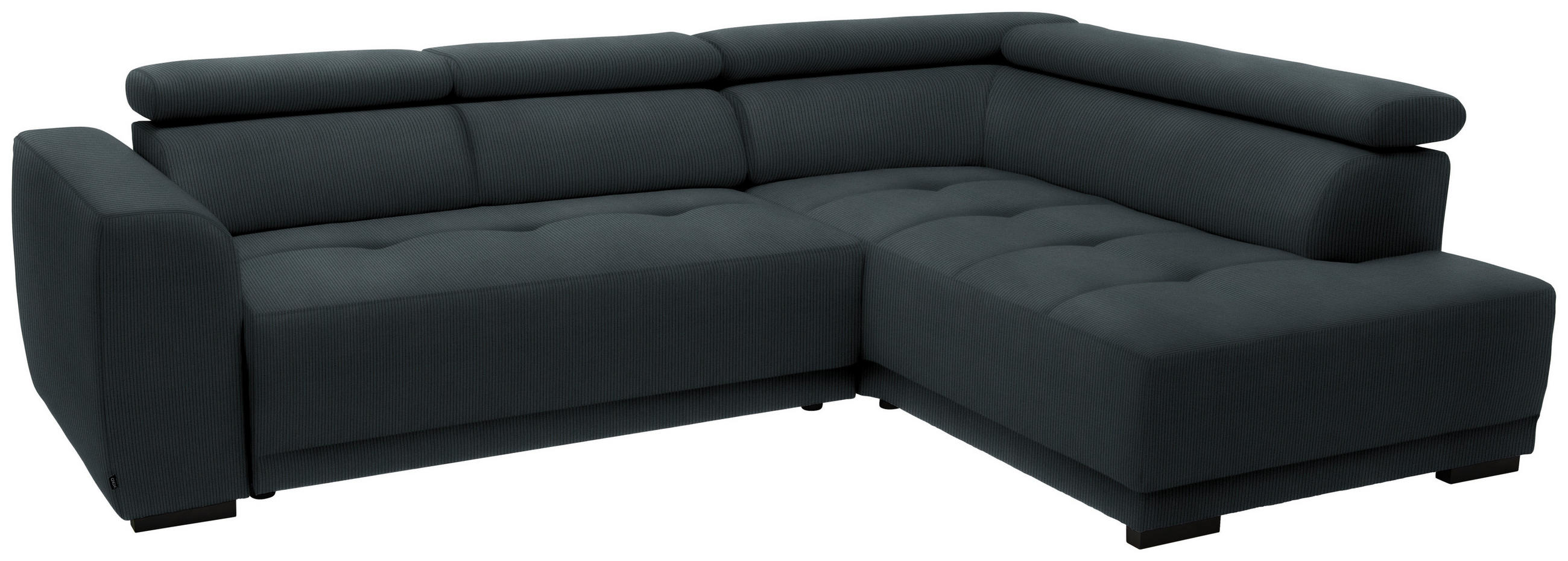 ECKSOFA in Feincord Anthrazit  284/205 cm  - Anthrazit/Schwarz, Design, Kunststoff/Textil (284/205cm) - Xora