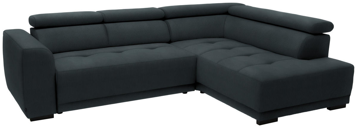 ECKSOFA in Feincord Anthrazit  - Anthrazit/Schwarz, Design, Kunststoff/Textil (284/205cm) - MID.YOU