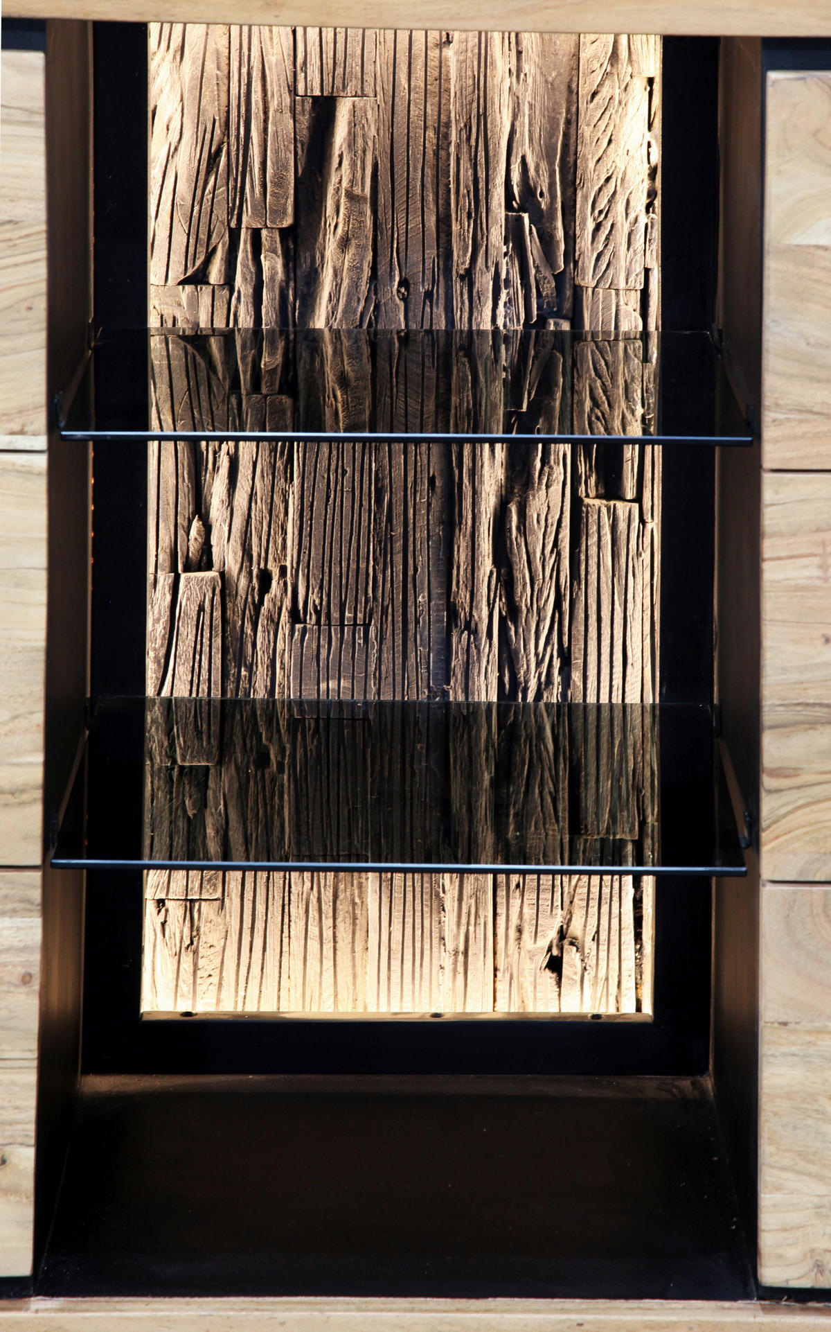 SIDEBOARD  in 175/78/40 cm  - Schwarz/Akaziefarben, LIFESTYLE, Glas/Holz (175/78/40cm) - Landscape