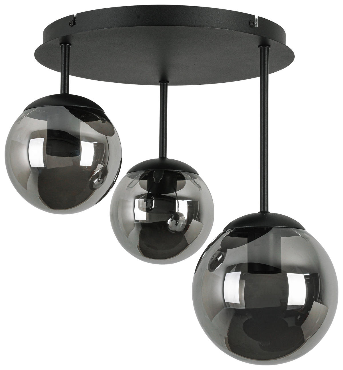 DECKENLEUCHTE 35,5/36/38 cm   - Chromfarben/Schwarz, Trend, Glas/Kunststoff (35,5/36/38cm) - Novel