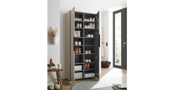 SCHUHSCHRANK  in 90/195/38 cm  - Kaschmir/Schwarz, Design, Holzwerkstoff/Kunststoff (90/195/38cm) - Voleo