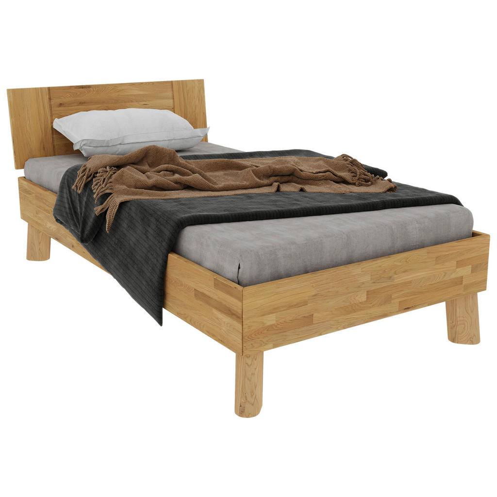 Thumbnail - Mid.you Bett Como-H, Natur, Wildeiche, Holz, Wildeiche, vollmassiv, 100x200 cm, Lattenrosthöhe individuell einstellbar, ...