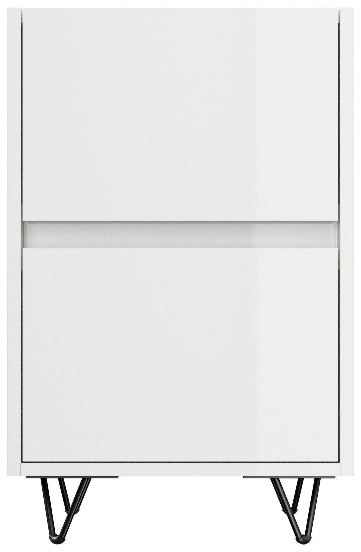 NACHTTISCH 41,2/65/42 cm  - Weiß Hochglanz/Schwarz, Basics, Holzwerkstoff/Metall (41,2/65/42cm) - MID.YOU