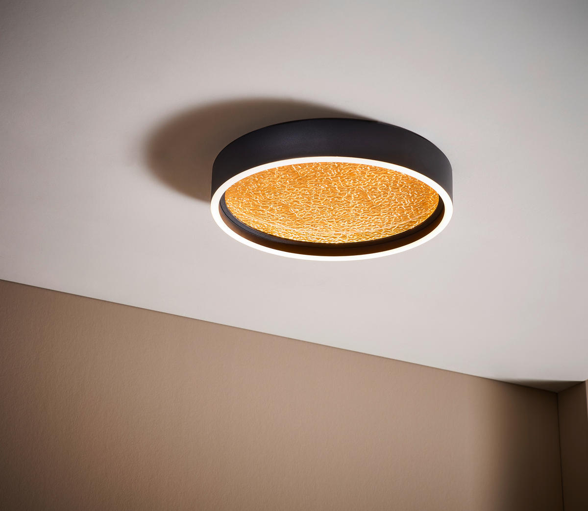 LED-DECKENLEUCHTE Bormes 40/40/6,5 cm   - Goldfarben/Schwarz, Design, Kunststoff/Metall (40/40/6,5cm)