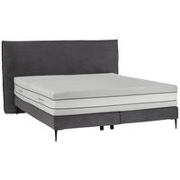 BOXSPRINGBETT 180/200 cm,  in Anthrazit, Matratze, gepolstertes Kopfteil, Topper, H2 + H3 = mittel + fest  - Anthrazit/Schwarz, Design, Textil/Metall (180/200cm) - Beldomo - Sleep