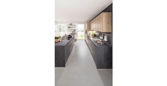 EINBAUKÜCHE   - Eichefarben, KONVENTIONELL, Holzwerkstoff - Novel