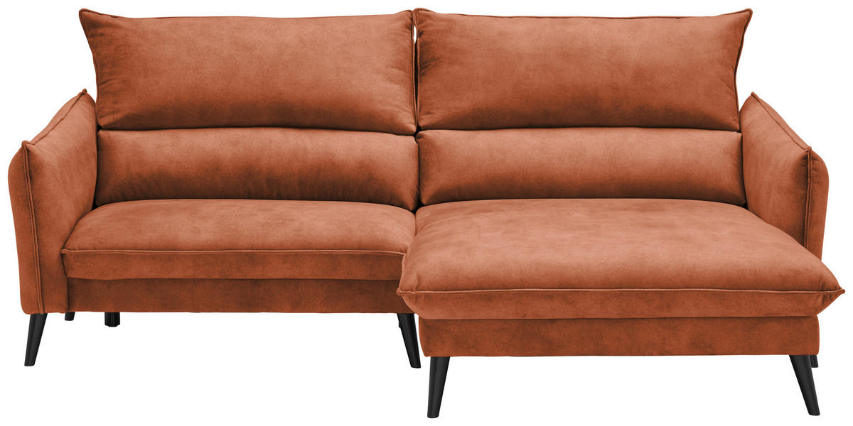 ECKSOFA Rostfarben Velours  - Rostfarben/Schwarz, Design, Holz/Textil (238/170cm) - Carryhome