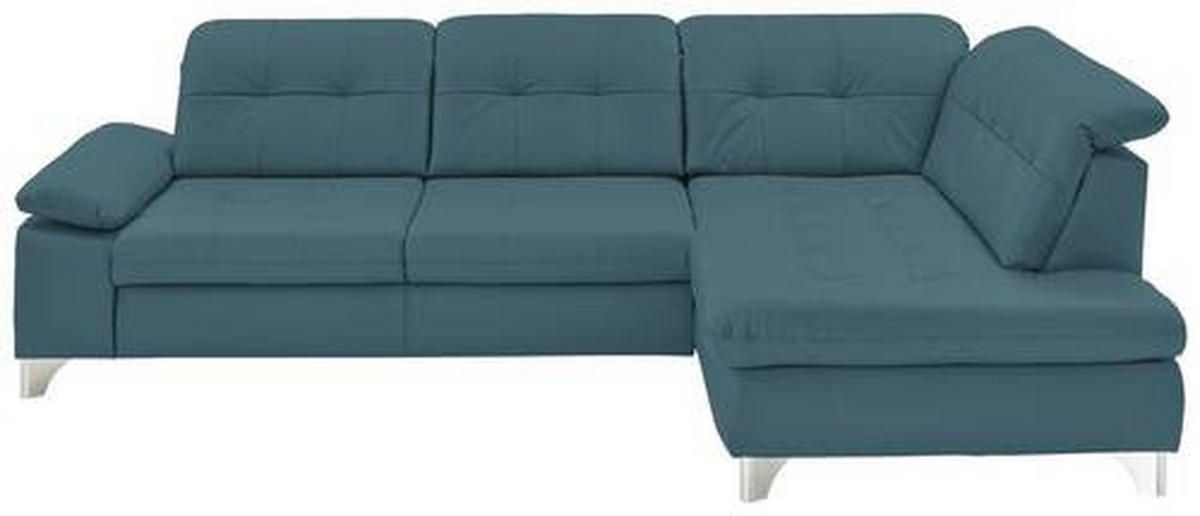 CANAPÉ D'ANGLE in Echtleder Blau  - Blau/Alufarben, Design, Leder/Metall (309/211cm) - Beldomo Speed