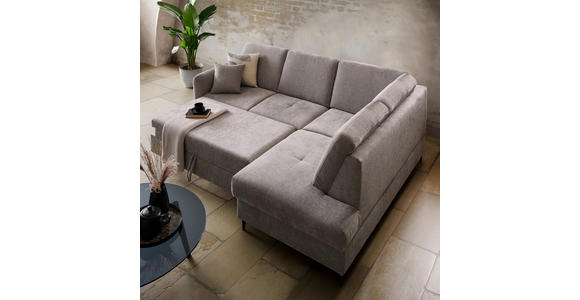 ECKSOFA in Chenille Grau  - Schwarz/Grau, MODERN, Holz/Textil (241/184cm) - Carryhome