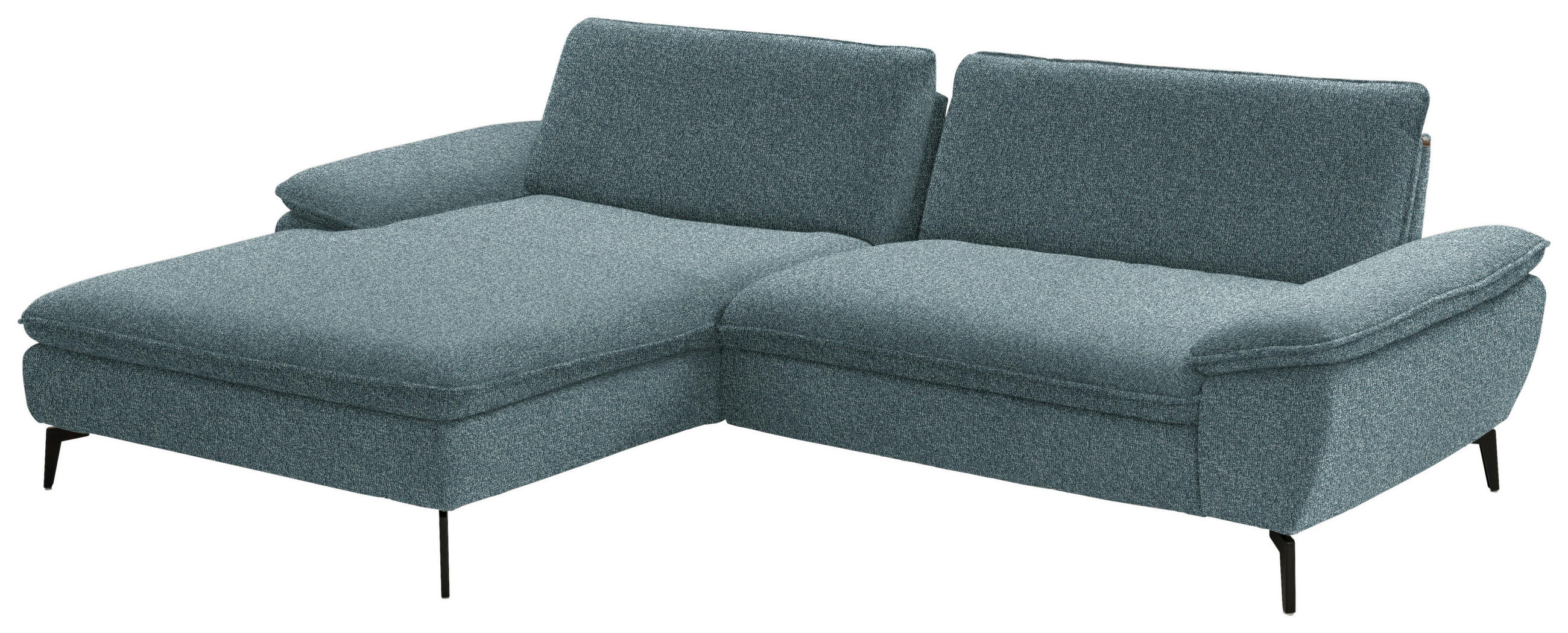 ECKSOFA in Webstoff Blaugrau  197/295 cm  - Blaugrau/Schwarz, Design, Textil/Metall (197/295cm) - Valdera