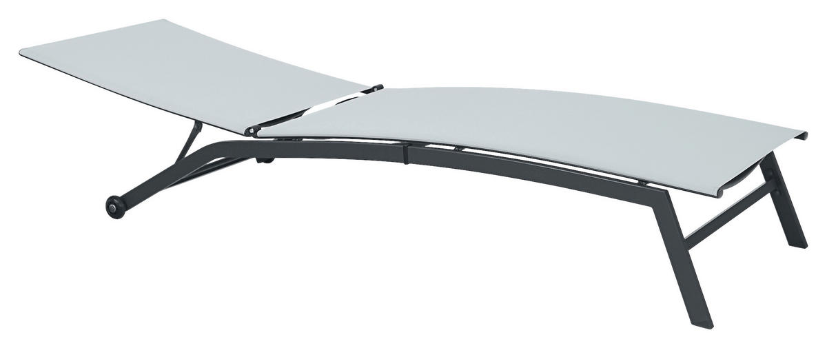 SONNENLIEGE 195/90/63 cm  - Anthrazit/Weiß, Basics, Metall (195/90/63cm) - Ambia Garden