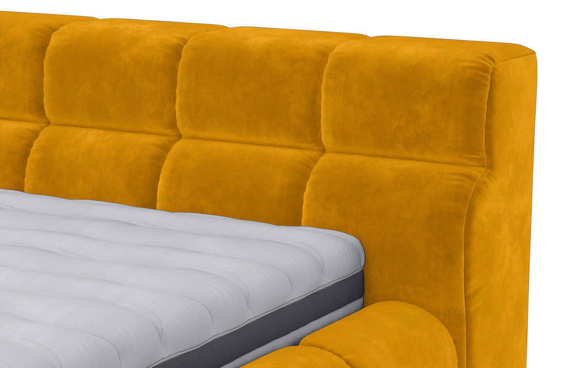 POLSTERBETT 200/200 cm,  in Currygelb,  - Currygelb/Schwarz, Design, Textil/Metall (200/200cm) - Belluti