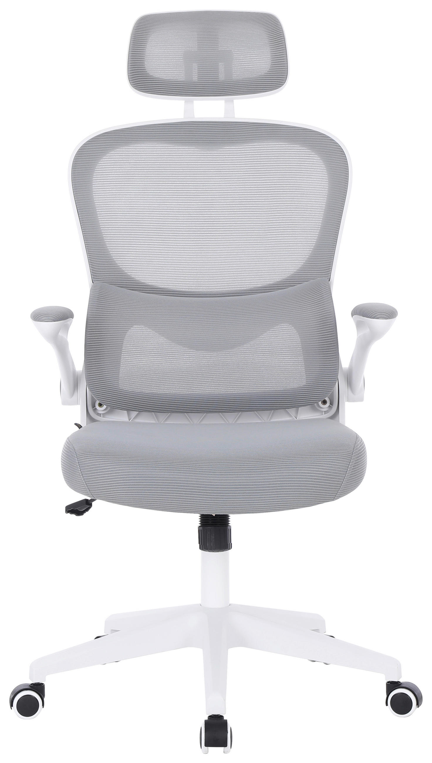 DREHSTUHL Netzbespannung Grau, Weiß  - Weiß/Grau, KONVENTIONELL, Kunststoff/Textil (63,5/122-132/66cm) - Carryhome