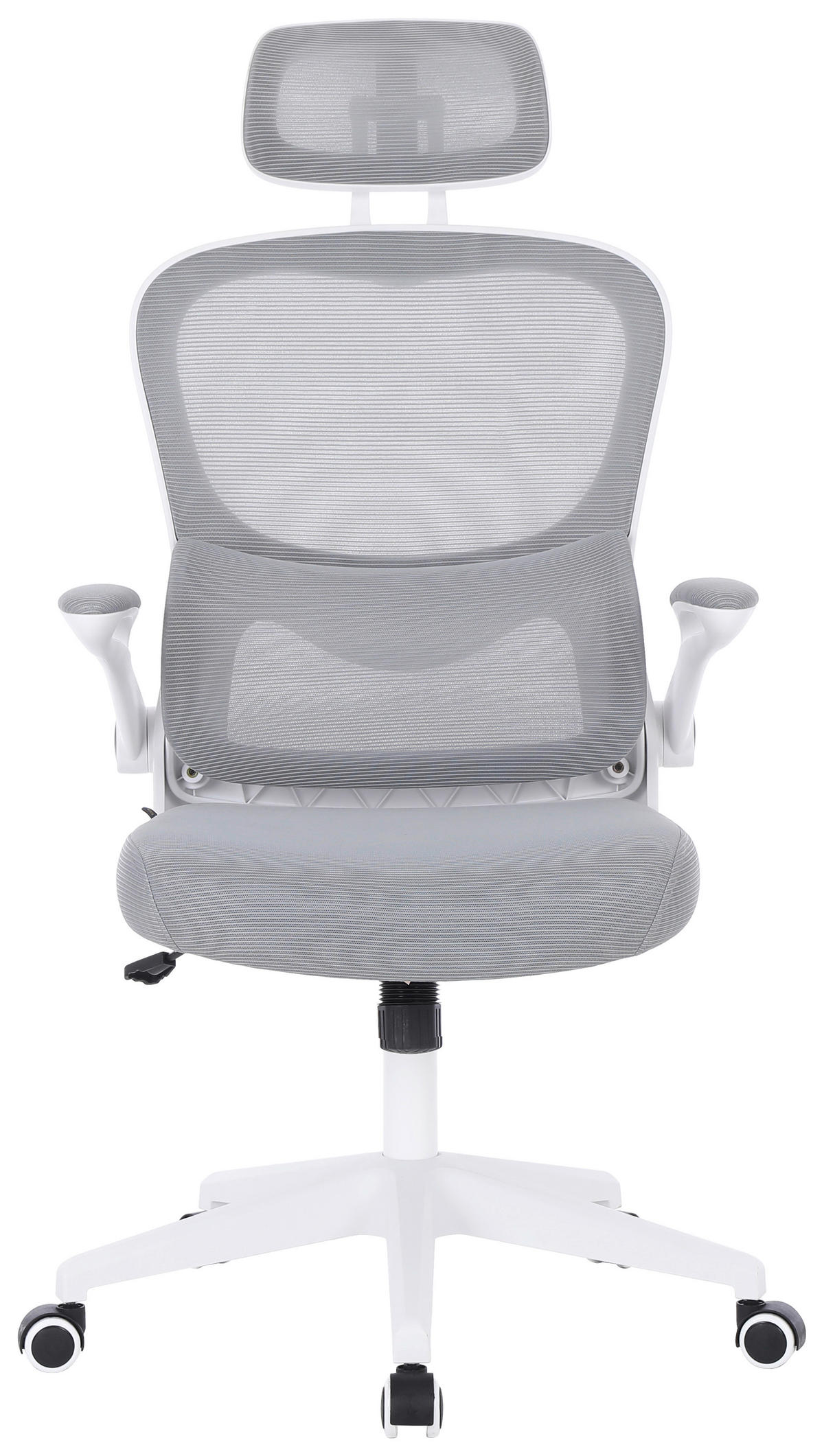 DREHSTUHL  in Netzbespannung Grau, Weiss  - Weiss/Grau, Konventionell, Kunststoff/Textil (63,5/122-132/66cm) - Carryhome
