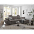 ECKSOFA  in Mikrovelours Graubraun  - Graubraun/Schwarz, KONVENTIONELL, Kunststoff/Textil (275/170cm) - Carryhome