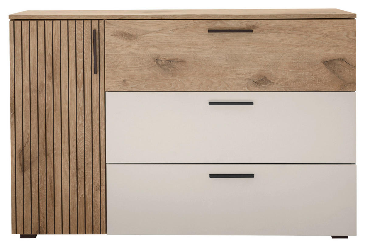 KOMODA S VRATIMA - boja hrasta/bela, Moderno, pločasti materijal/plastika (125/82,6/40cm)