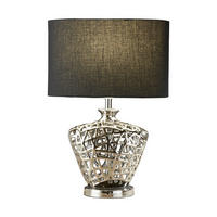TISCHLEUCHTE Network 30/17.5/44 cm   - Chromfarben/Schwarz, LIFESTYLE, Kunststoff/Textil (30/17.5/44cm) - Searchlight