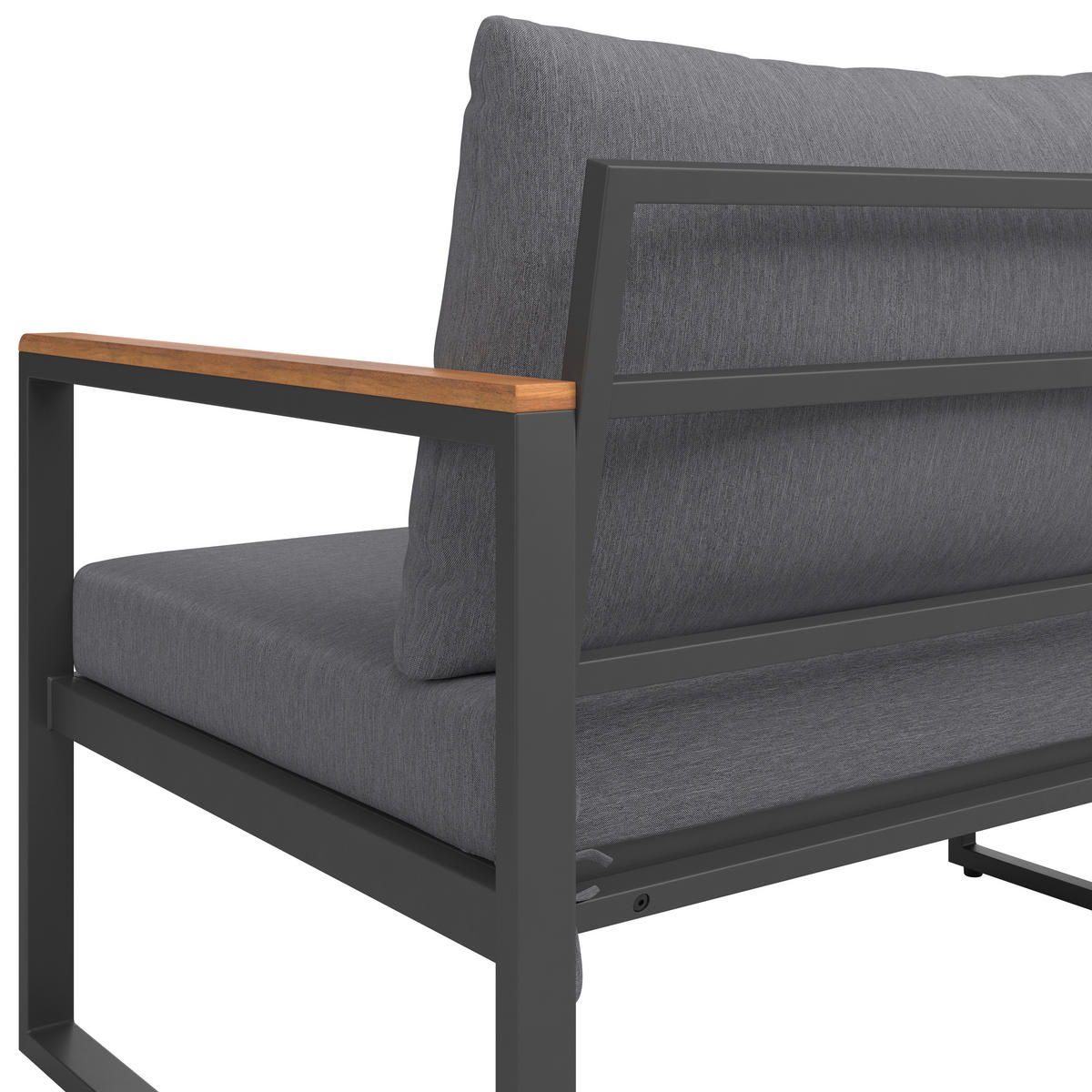 LOUNGEGARNITUR 3-teilig   Akazie Stahl  - Weiß/Grau, MODERN, Holz/Textil - Beldano