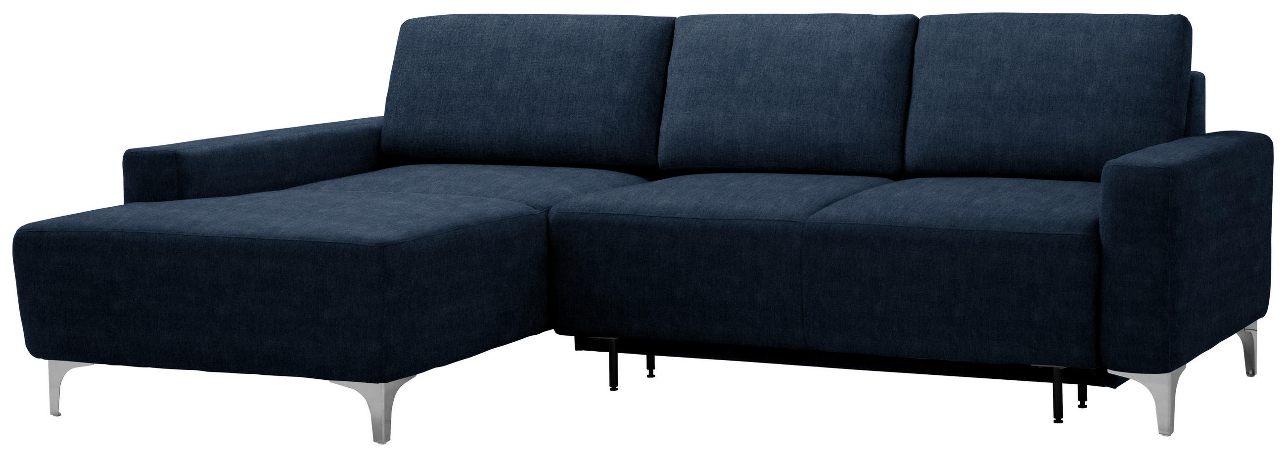 ECKSOFA Blau Chenille  - Blau/Alufarben, Design, Textil/Metall (160/248cm) - Sedda