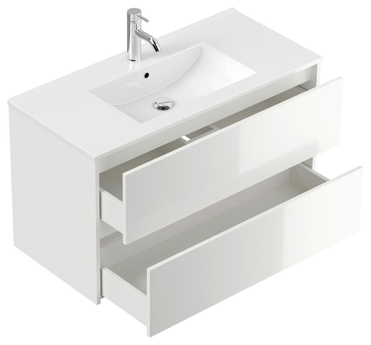 WASCHTISCHKOMBI  - Weiß Hochglanz/Weiß, MODERN, Keramik/Holzwerkstoff (101/58,6/47cm) - MID.YOU