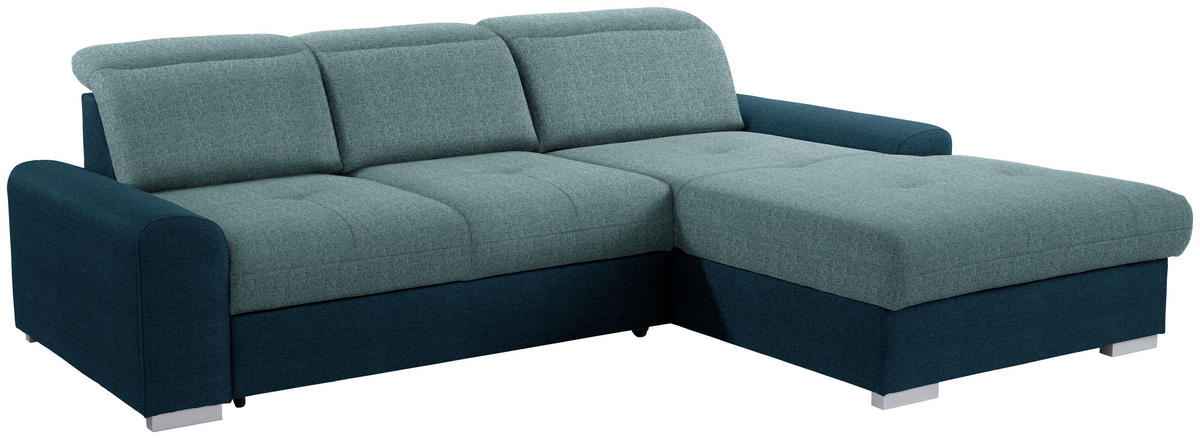 ECKSOFA in Webstoff Blau, Türkis  - Türkis/Blau, Konventionell, Holz/Textil (286/203cm) - Livetastic