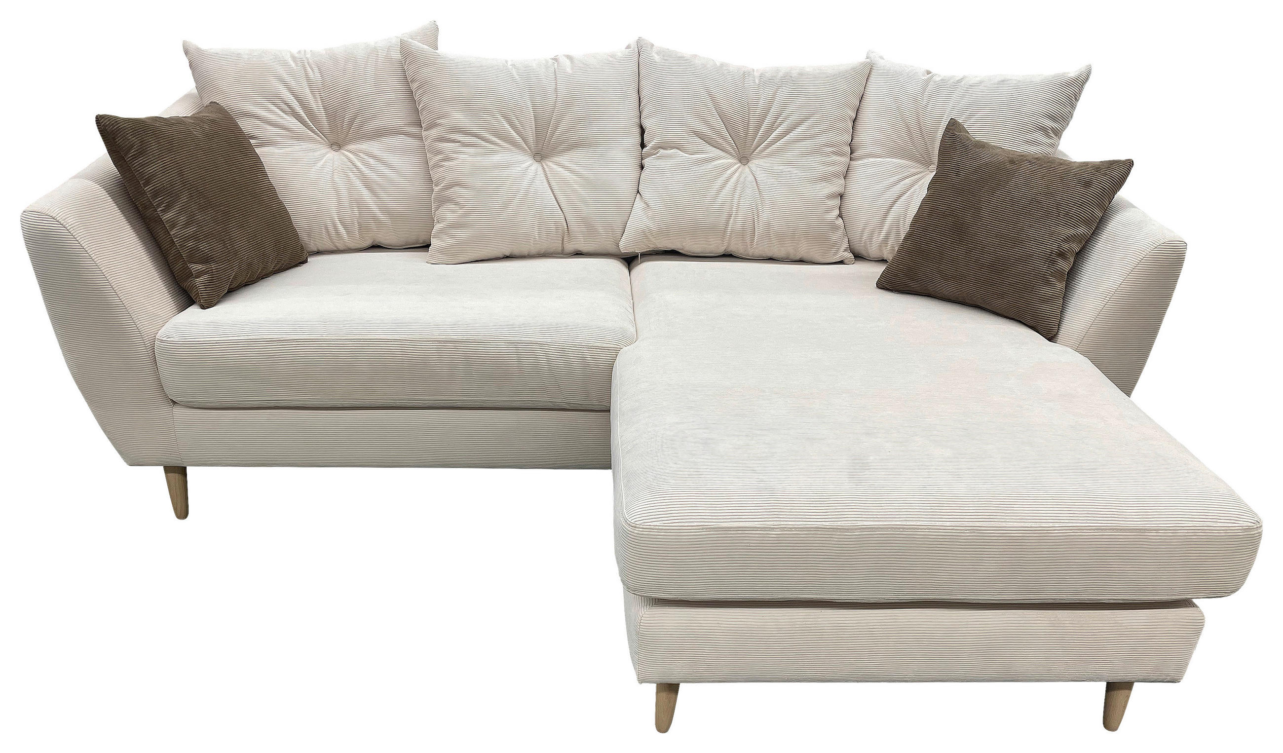 ECKSOFA Naturfarben Feincord  - Buchefarben/Naturfarben, KONVENTIONELL, Holz/Textil (211/154cm) - Carryhome