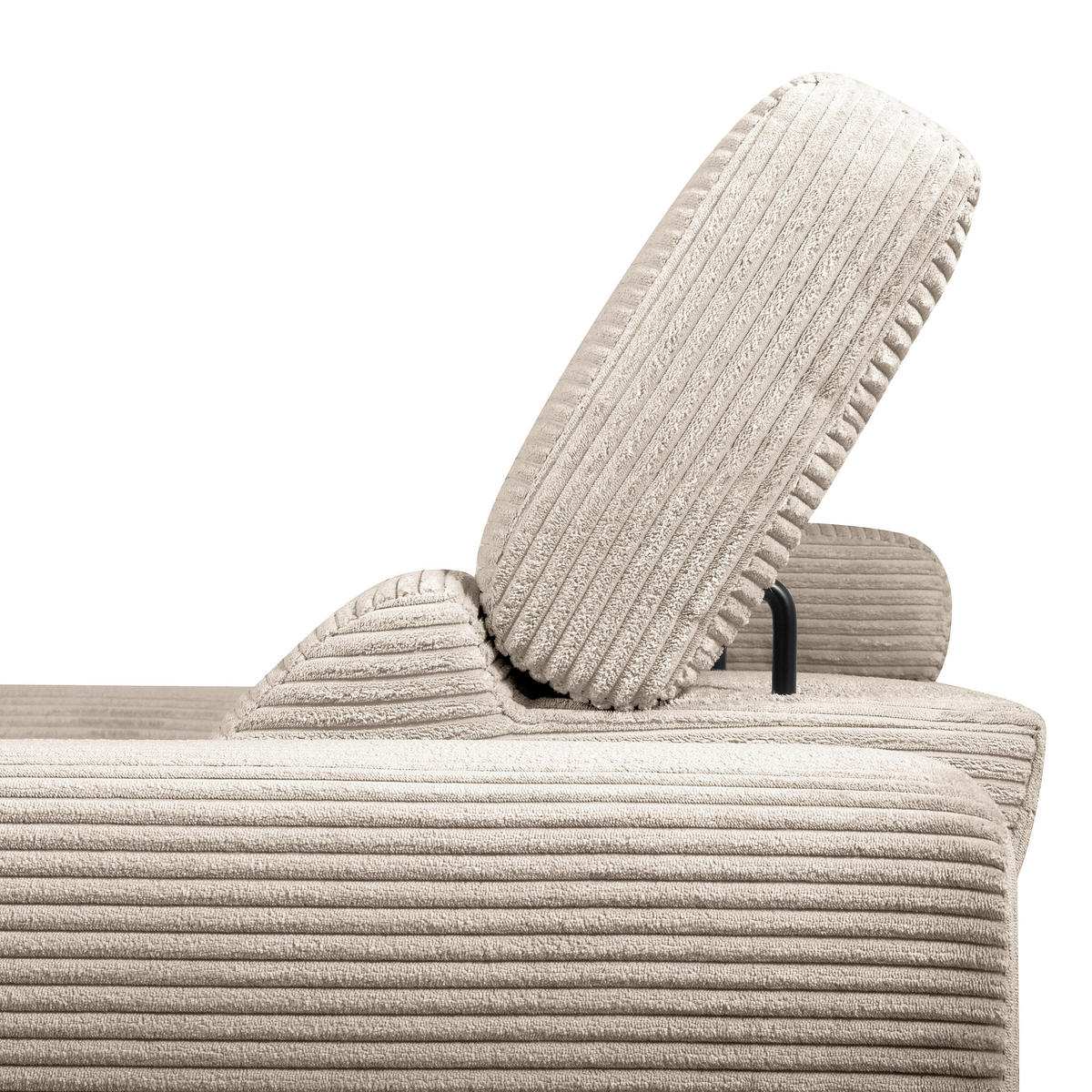 ECKSOFA RENO Hellgrau Cord Relaxfunktion, Kopfteilverstellung  - Hellgrau/Schwarz, Design, Kunststoff/Textil (184/248cm) - Livetastic