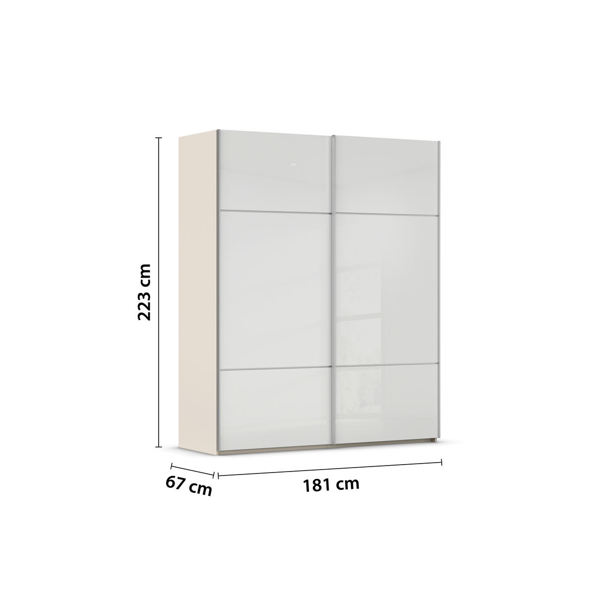 SCHWEBETÜRENSCHRANK in Weiss, Champagner  - Weiss/Champagner, Konventionell, Glas/Holzwerkstoff (181/223/67cm) - Novel