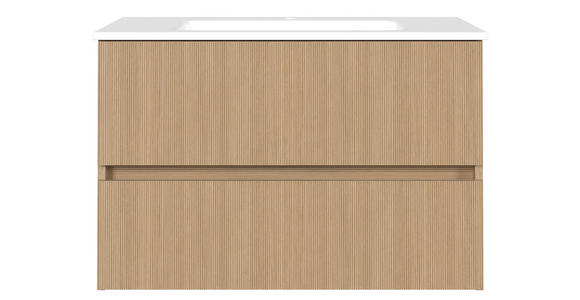 WASCHTISCHKOMBI 80 cm - Eichefarben/Weiß, KONVENTIONELL, Keramik/Holzwerkstoff (80cm) - Xora