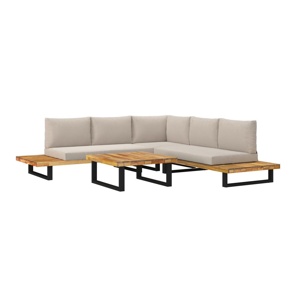 BAŠTENSKA GARNITURA  - prirodna boja/crna, Moderno, drvo/metal (254/78/82cm) - Bessagi Garden