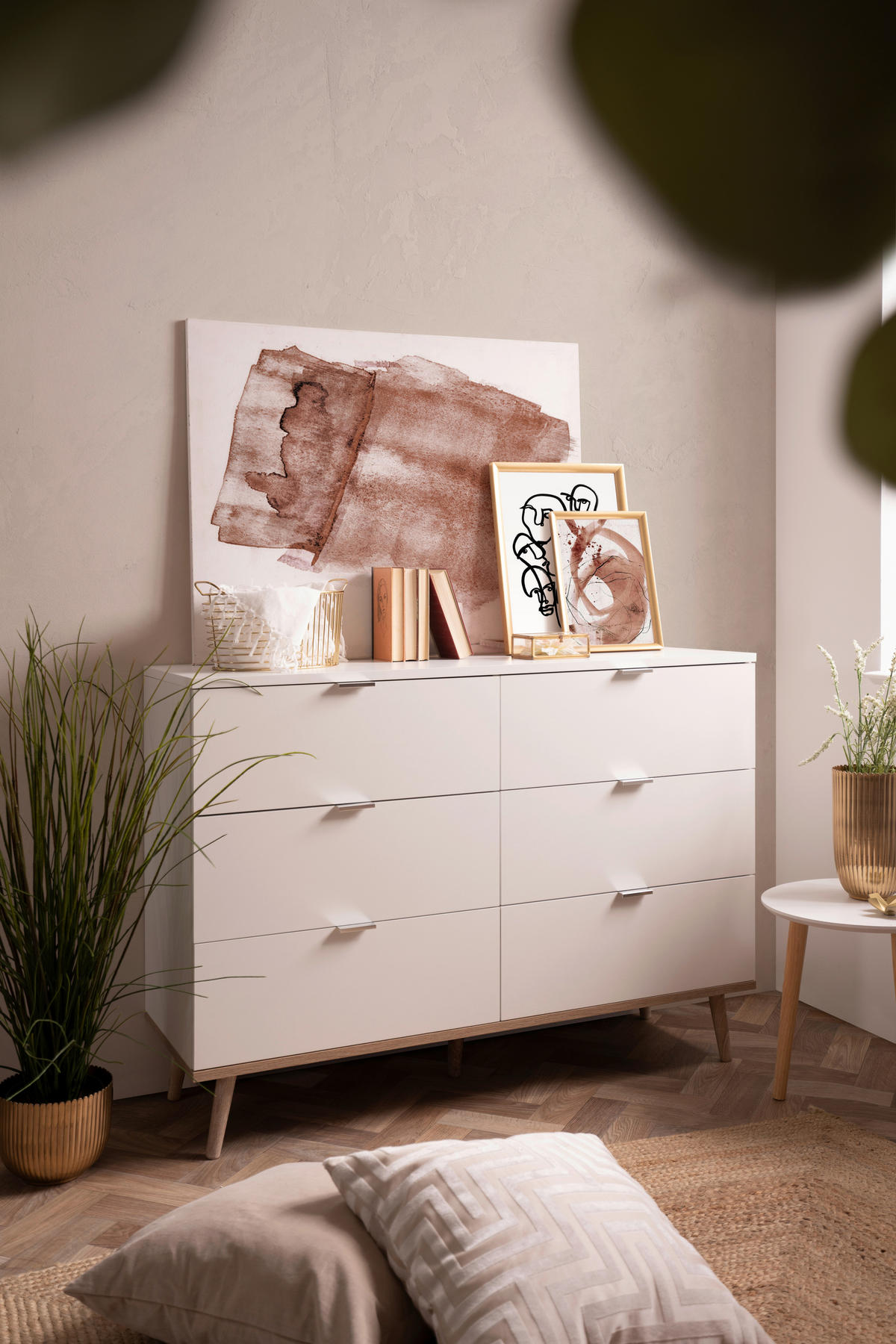 KOMMODE 120/87/40 cm Weiss, Sonoma Eiche  - Weiss/Silberfarben, Konventionell, Holz/Holzwerkstoff (120/87/40cm) - MID.YOU
