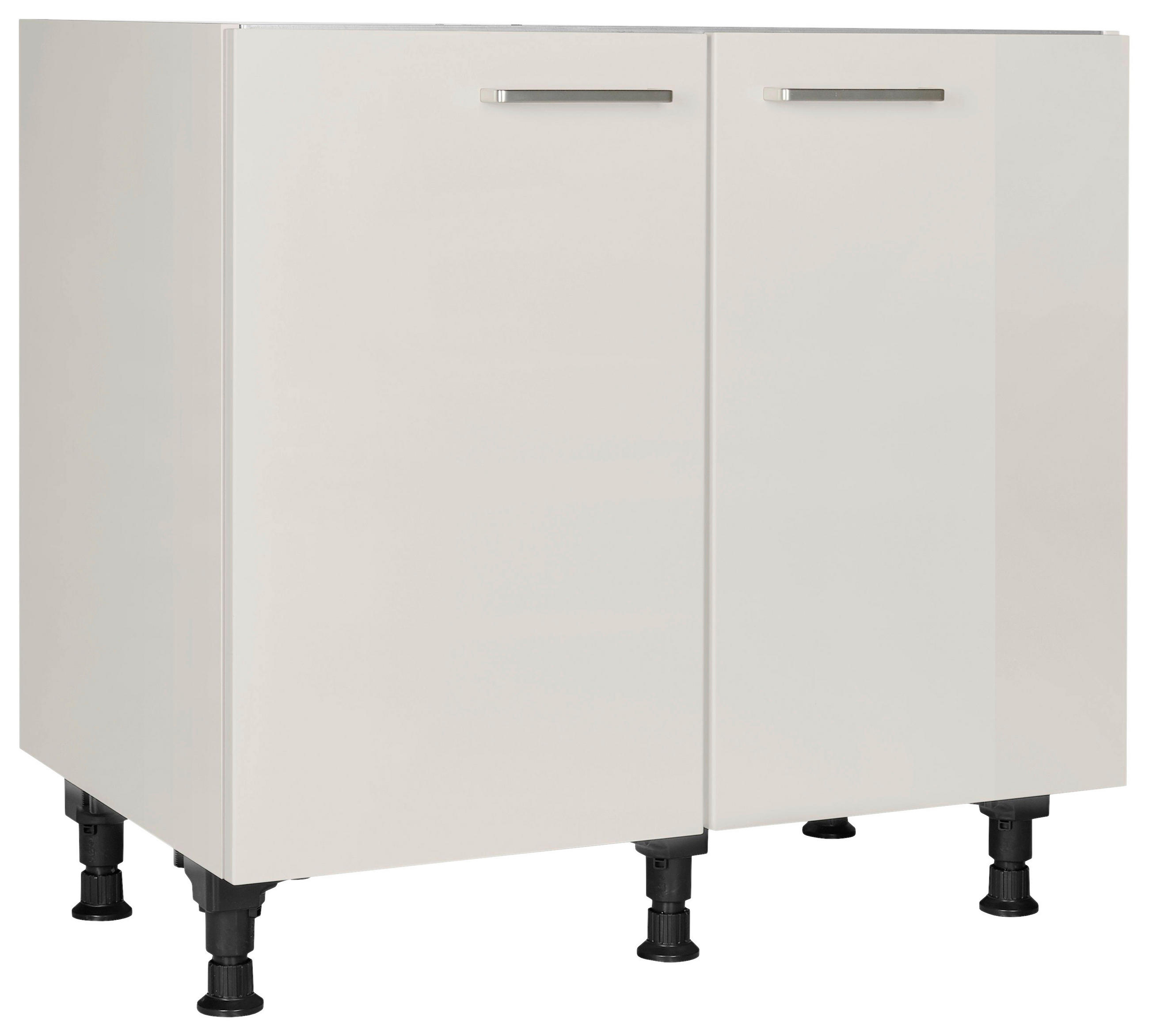 SPÜLENUNTERSCHRANK 90/87/56 cm  in Hellgrau  - Edelstahlfarben/Hellgrau, MODERN, Holzwerkstoff/Metall (90/87/56cm) - Nobilia