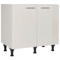 SPÜLENUNTERSCHRANK 90/87/56 cm  in Hellgrau  - Edelstahlfarben/Hellgrau, MODERN, Holzwerkstoff/Metall (90/87/56cm) - Nobilia