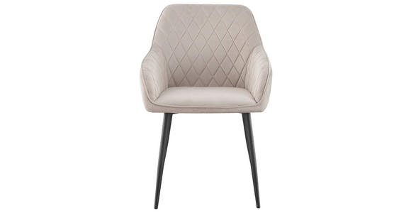 ARMLEHNSTUHL-SET 2 Stück  in Eisen Samt  - Beige/Schwarz, MODERN, Textil/Metall (56/82,5/61,5cm) - Novel