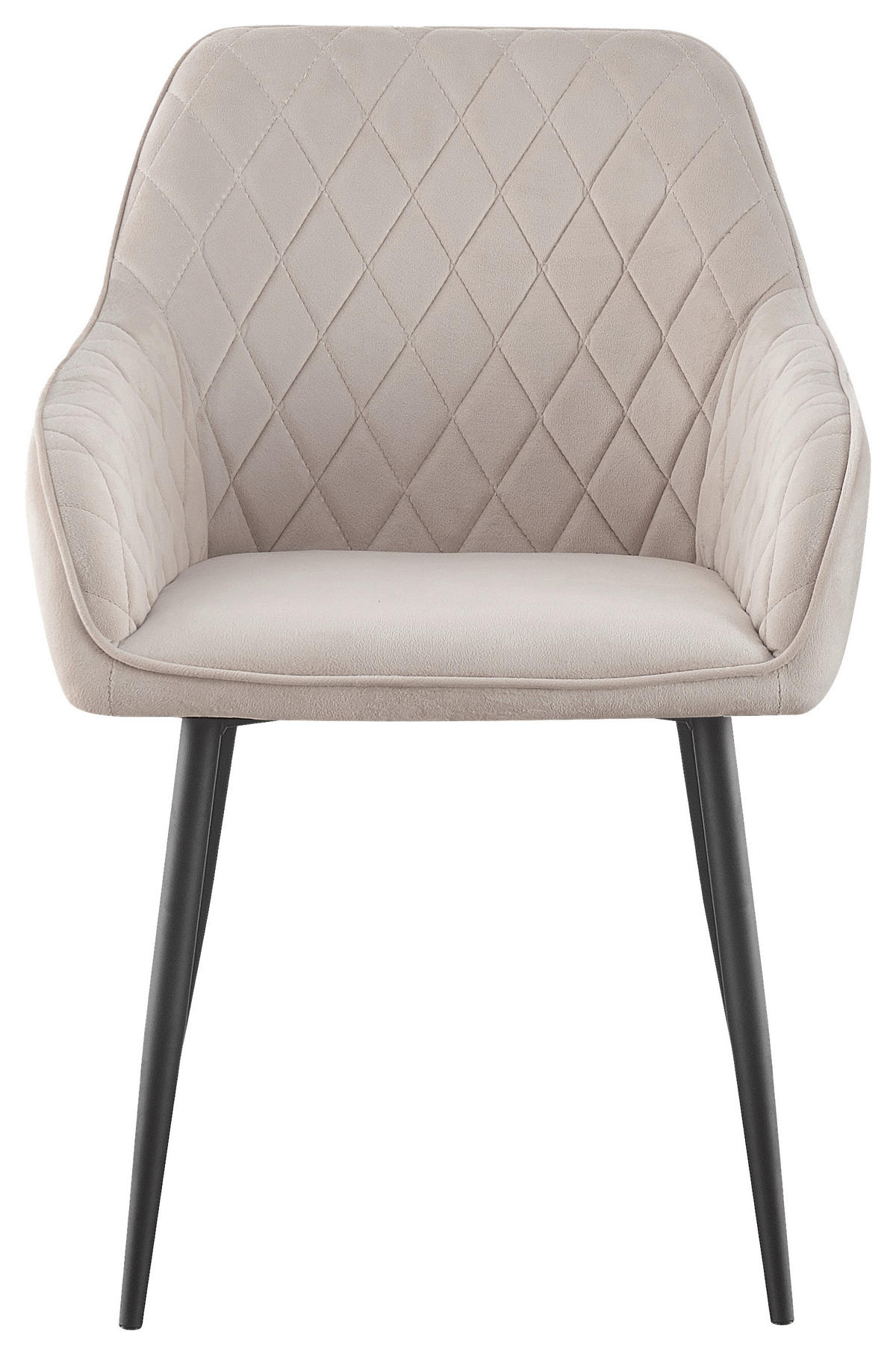 ARMLEHNSTUHL-SET 2 Stück  in Eisen Samt  - Beige/Schwarz, Design, Textil/Metall (56/82,5/61,5cm) - Novel