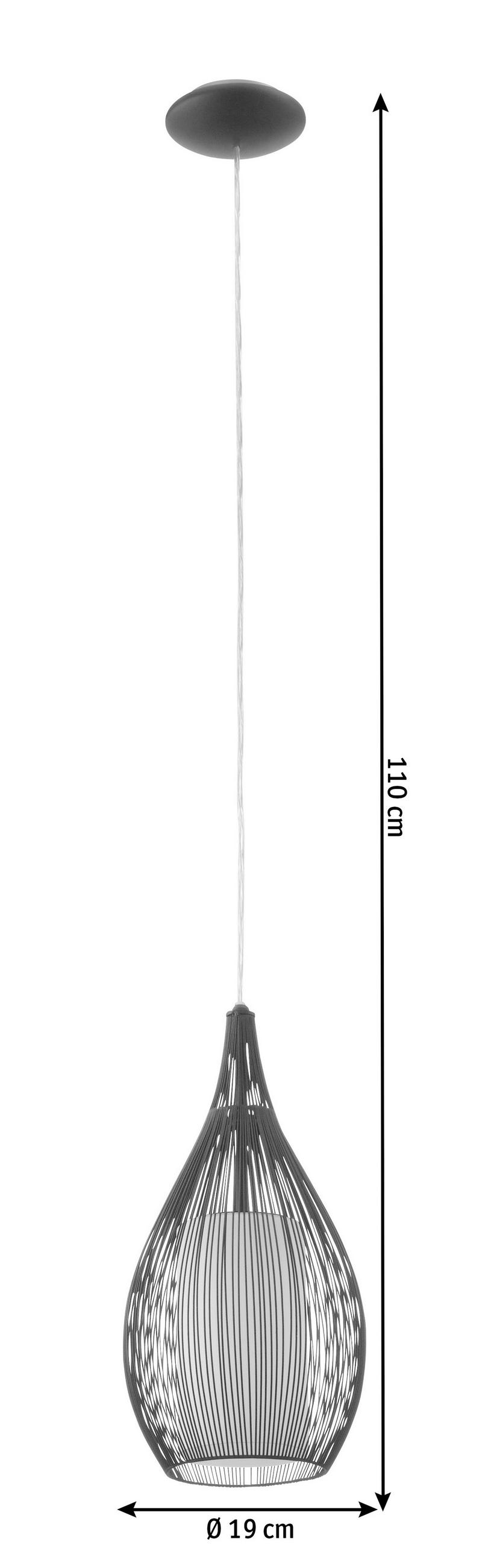 ZÁVĚSNÉ SVÍTIDLO, 19/110 cm  - bílá/černá, Design, kov/sklo (19/110cm) - Eglo