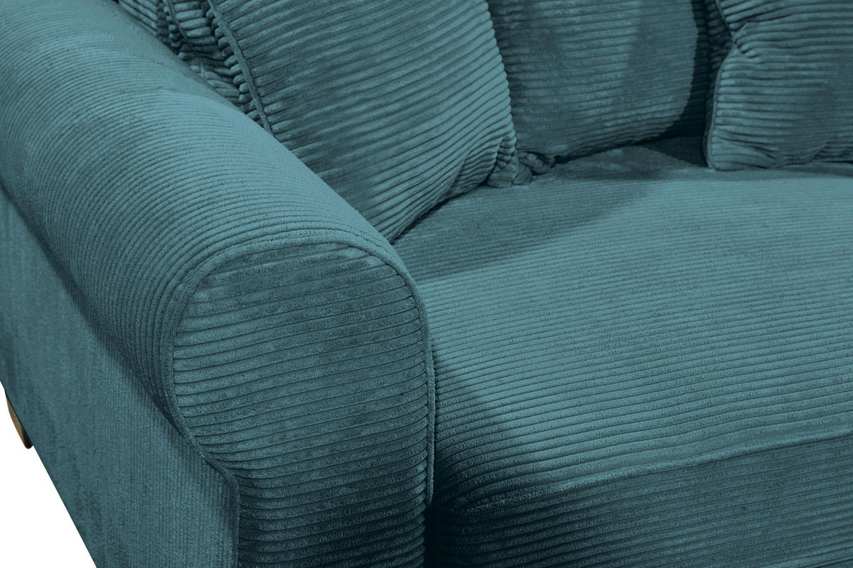 ECKSOFA - Azurblau/Schwarz, KONVENTIONELL, Kunststoff/Textil (255/185cm) - Hom`in