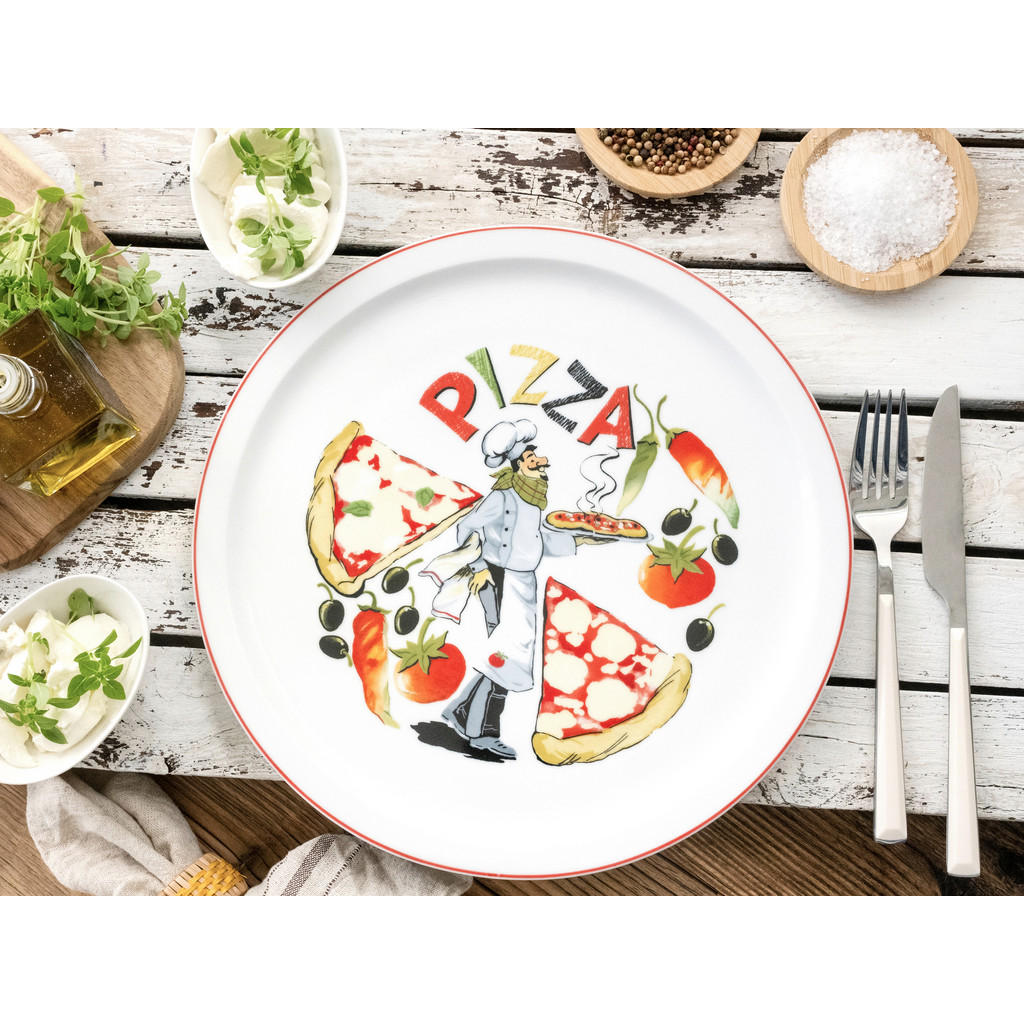 Thumbnail - Creatable Pizzateller Milano Luigi, Mehrfarbig, Keramik, 4-teilig, rund, lebensmittelecht, stapelbar, Essen & Trinken, G...