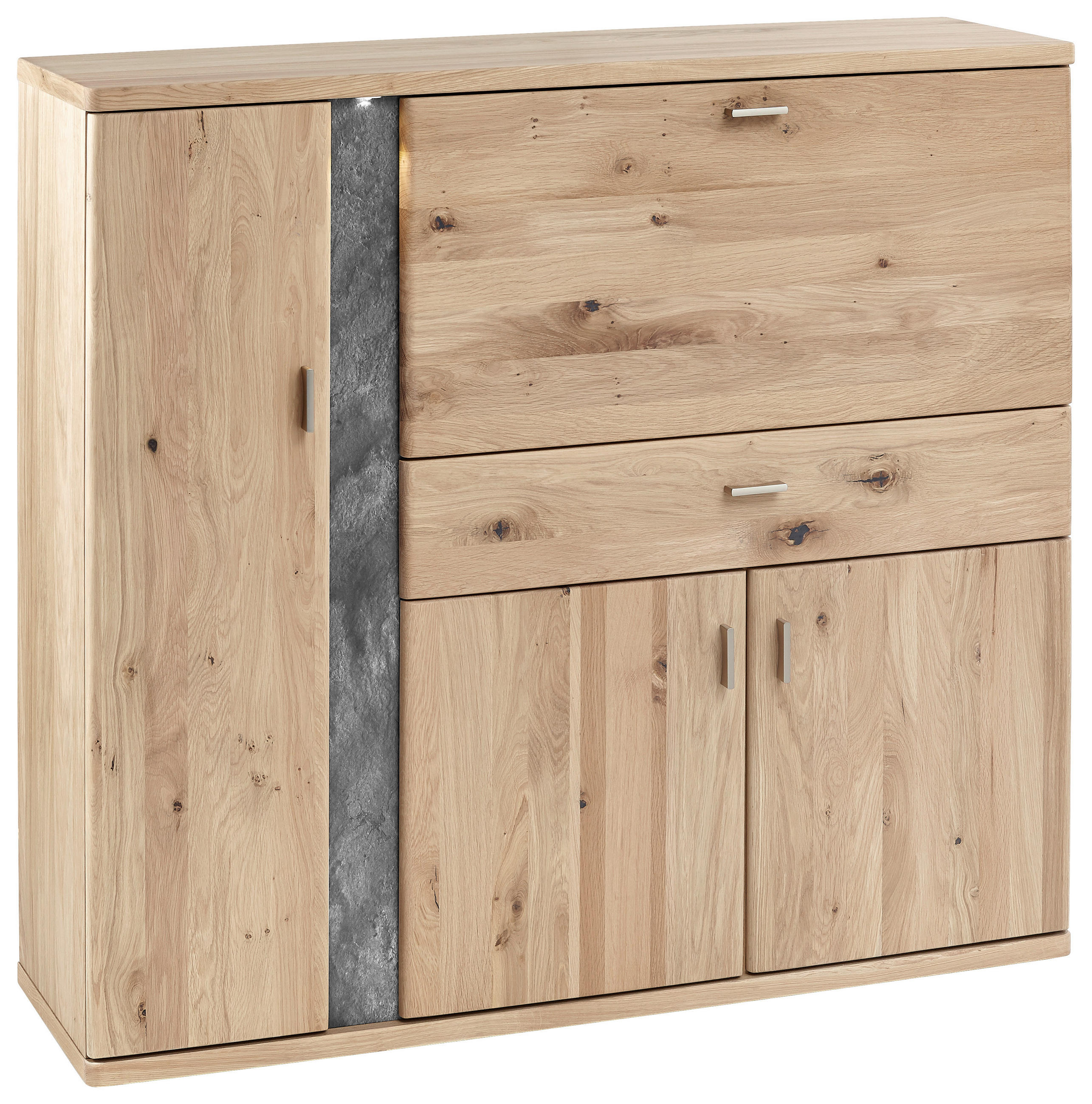 HIGHBOARD Turego 128,6/117,4/37,4 cm 1 Schublade(n)  - Schieferfarben/Eichefarben, KONVENTIONELL, Holz/Holzwerkstoff (128,6/117,4/37,4cm) - Voleo
